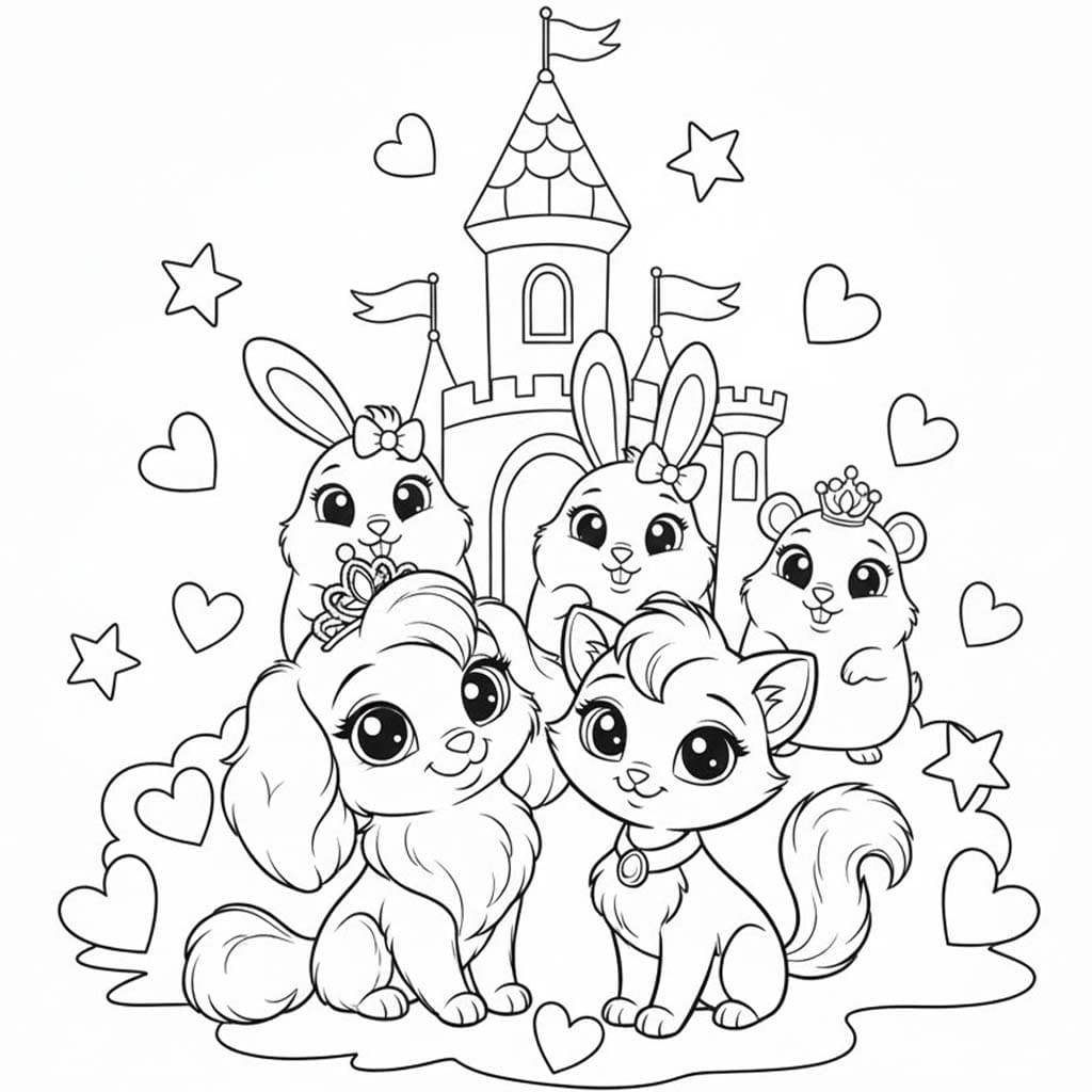 Fise de colorat cu Desenează Palace Pets 6