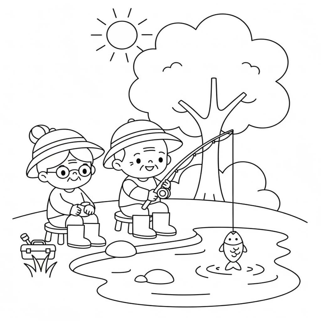 Fise de colorat cu Desenează Pescuit 1