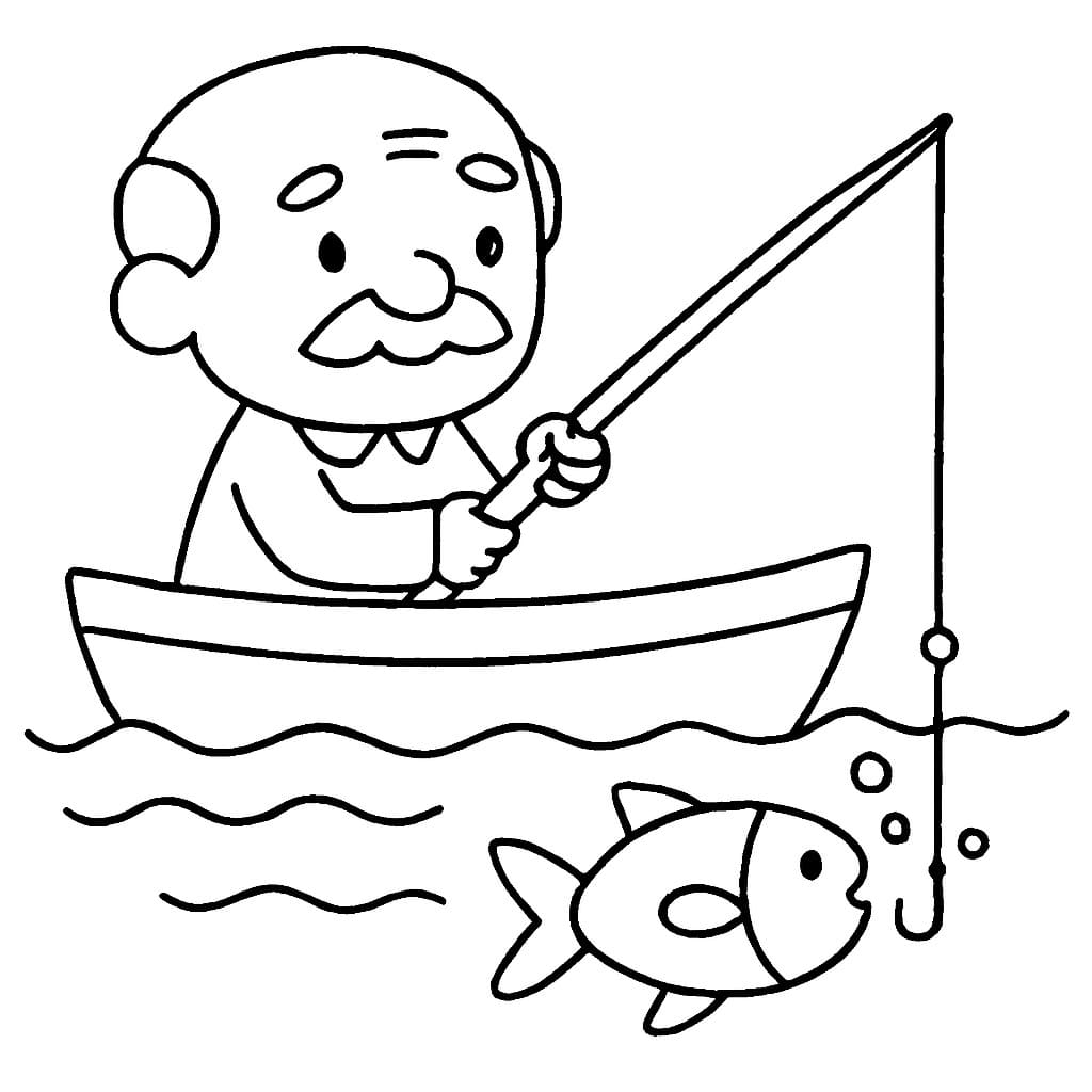 Fise de colorat cu Desenează Pescuit 5