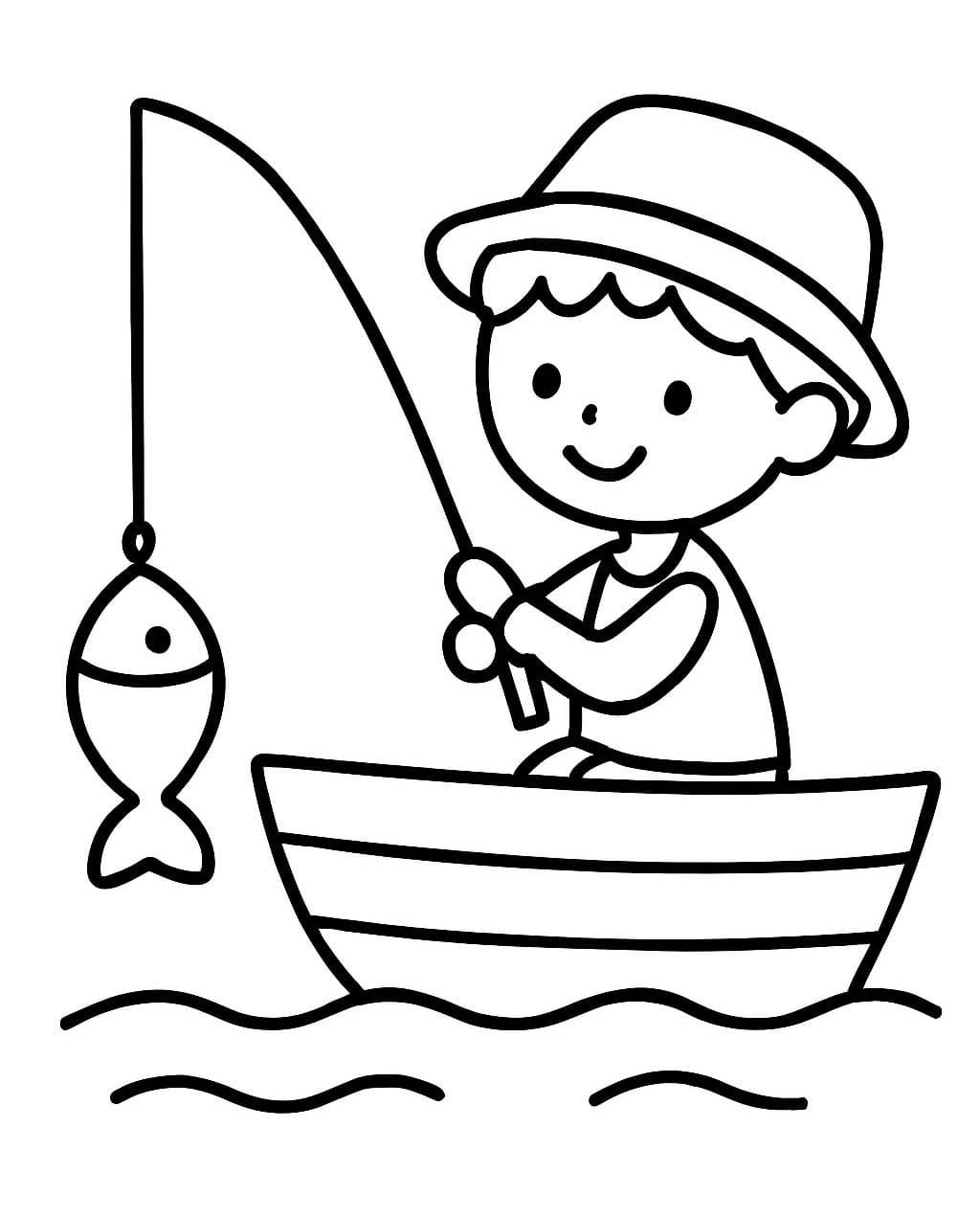 Fise de colorat cu Desenează Pescuit 6
