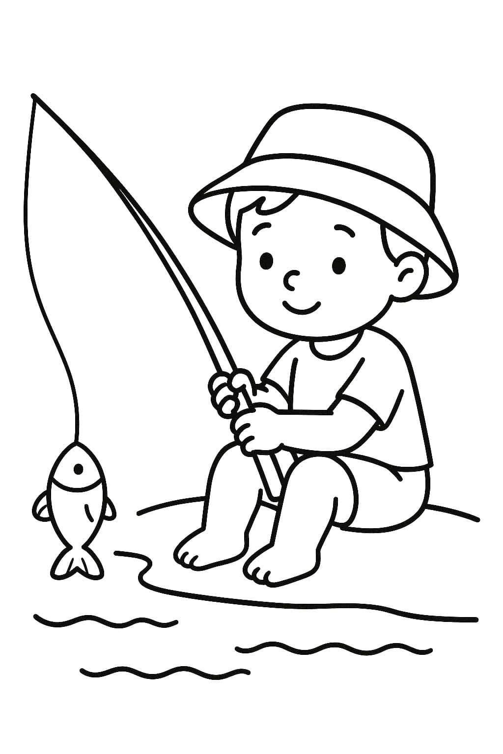 Fise de colorat cu Desenează Pescuit gratuit