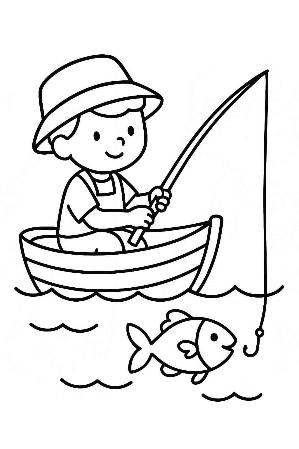 Fise de colorat cu Desenează Pescuit imprimabil gratuit