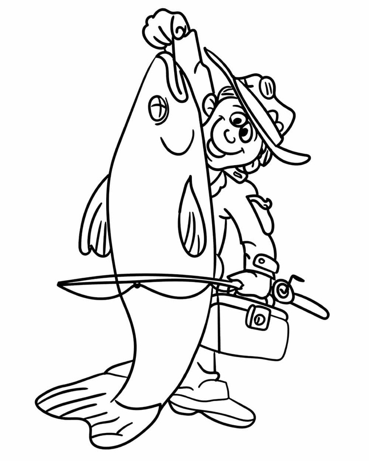 Fise de colorat cu Desenează Pescuit imprimabil uşor