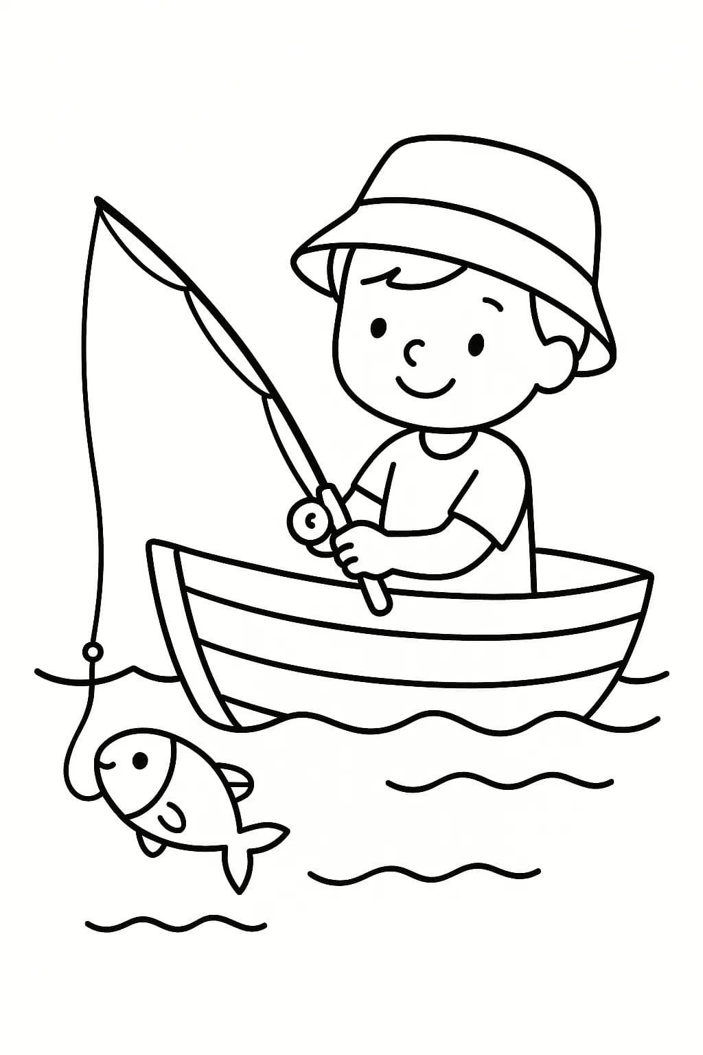 Fise de colorat cu Desenează Pescuit imprimabil