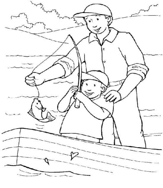 Fise de colorat cu Desenează Pescuit pentru copii