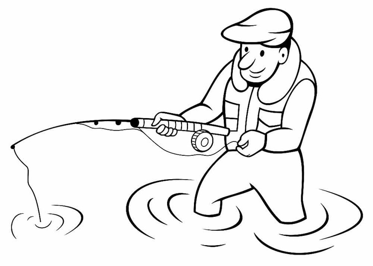 Fise de colorat cu Desenează Pescuit simplu