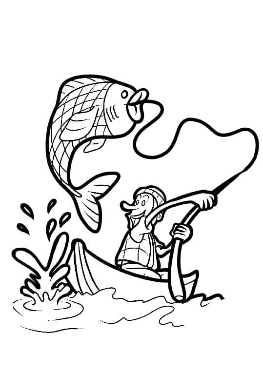 Fise de colorat cu Desenează Pescuit uşor