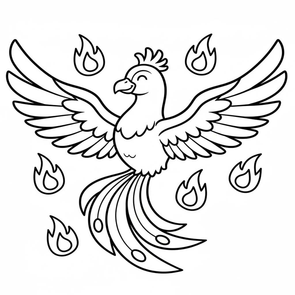 Fise de colorat cu Desenează Phoenix 1