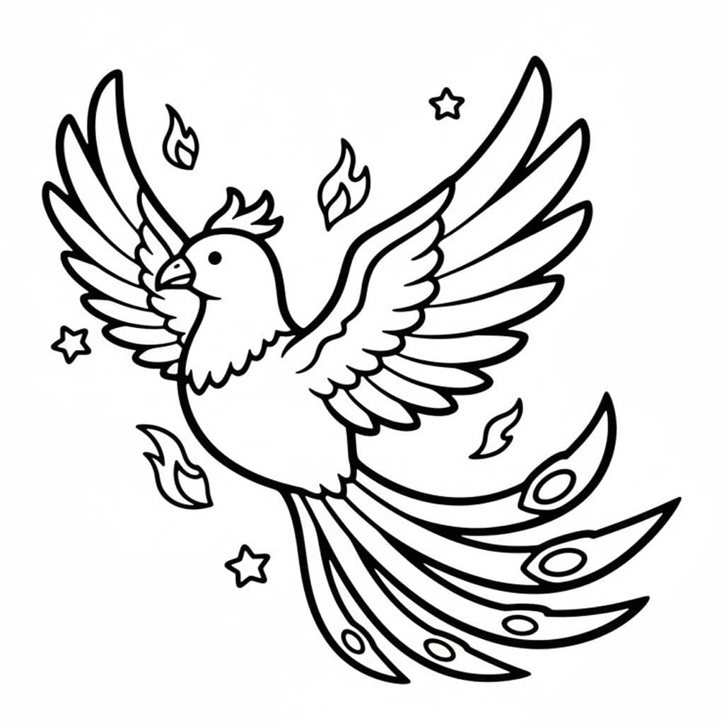 Fise de colorat cu Desenează Phoenix 3