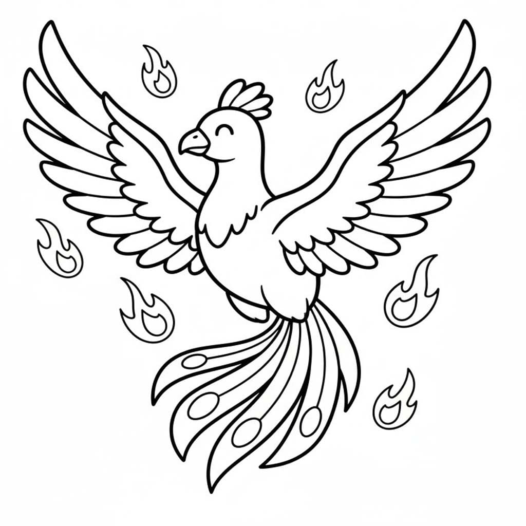 Fise de colorat cu Desenează Phoenix 4