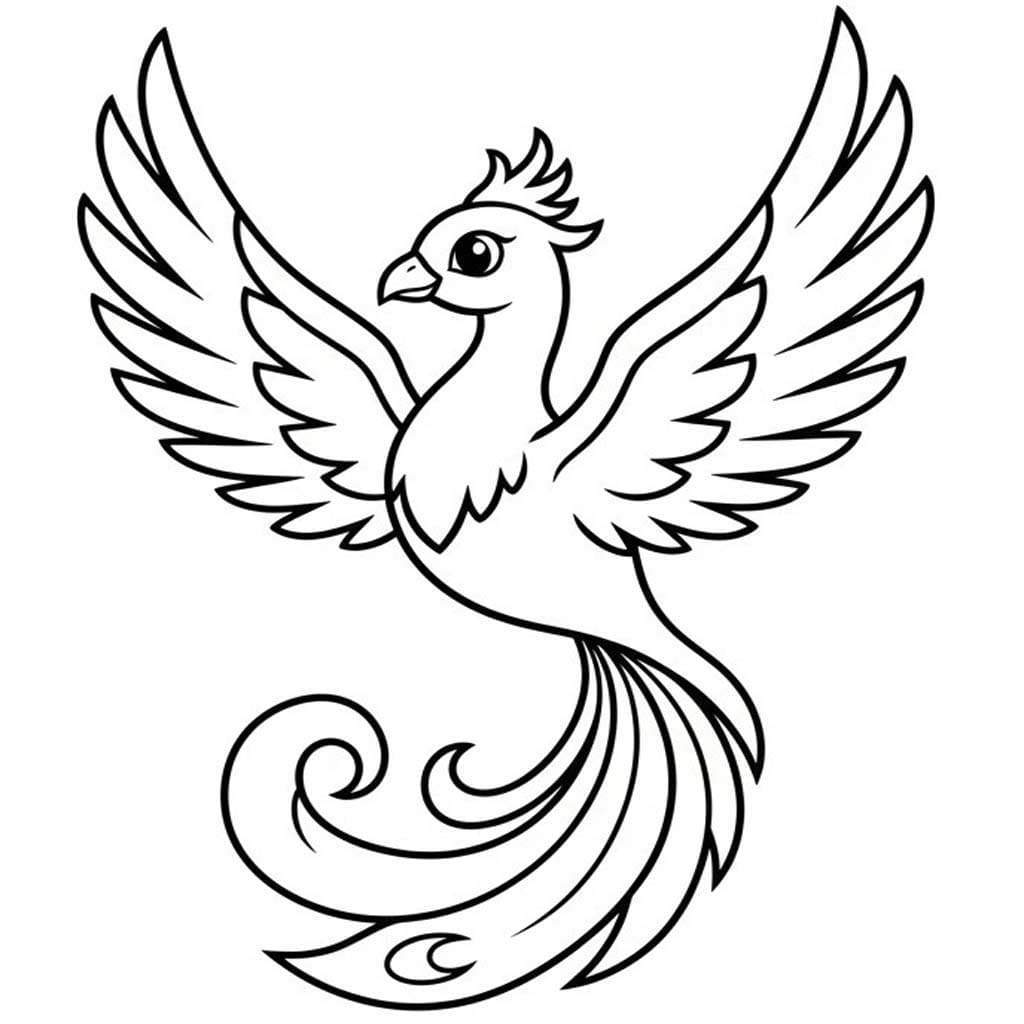 Fise de colorat cu Desenează Phoenix 6