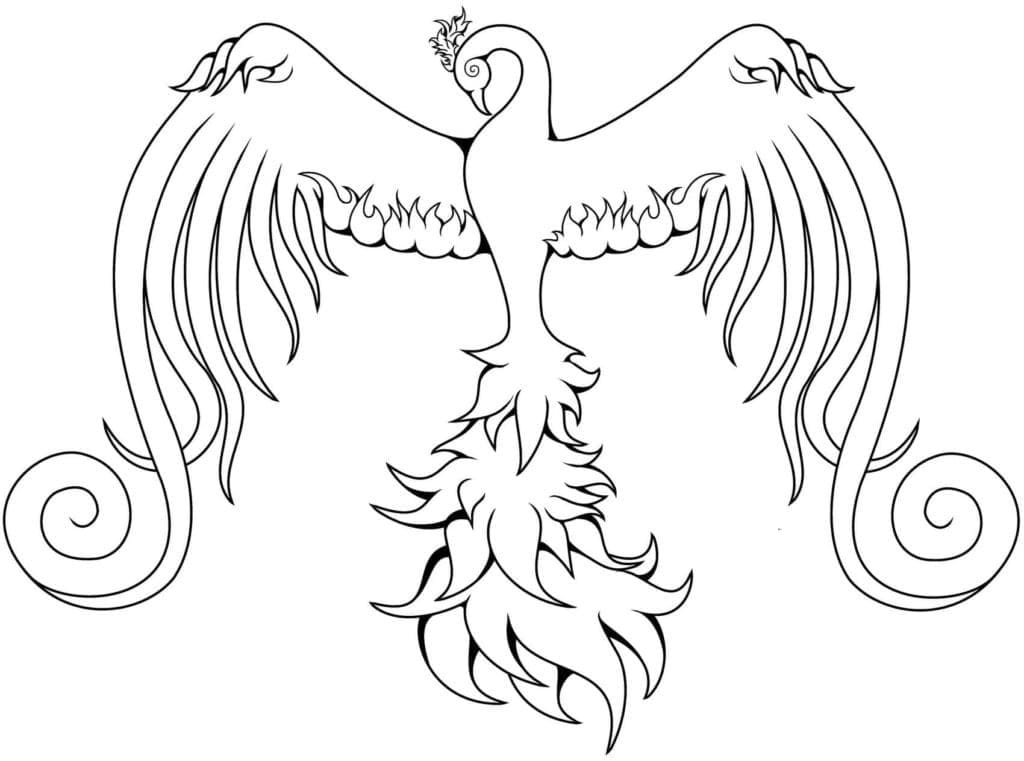 Fise de colorat cu Desenează Phoenix bazic