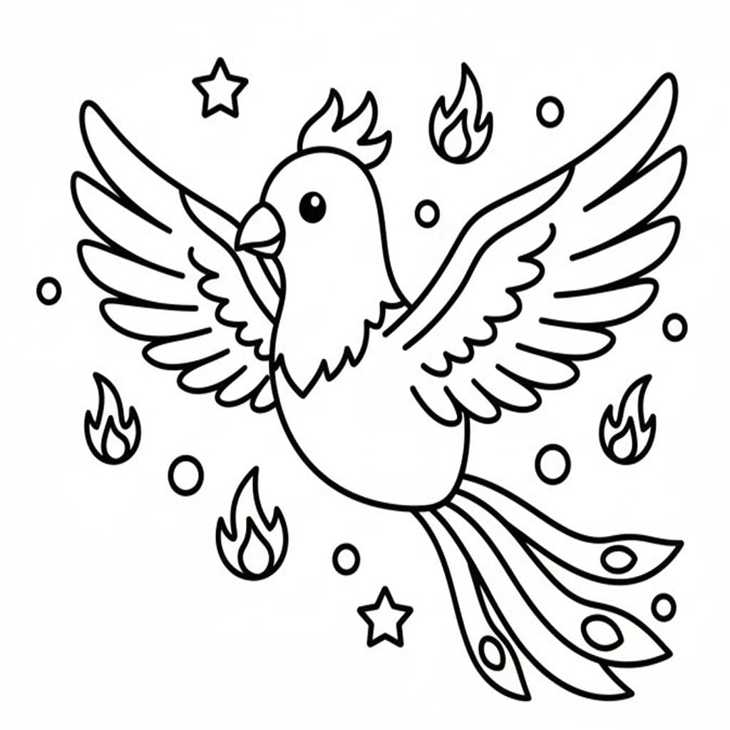 Fise de colorat cu Desenează Phoenix imprimabil gratuit