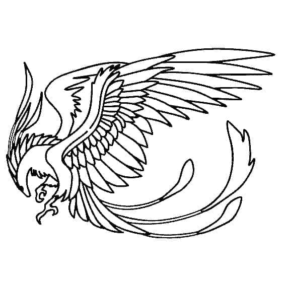 Fise de colorat cu Desenează Phoenix imprimabil uşor