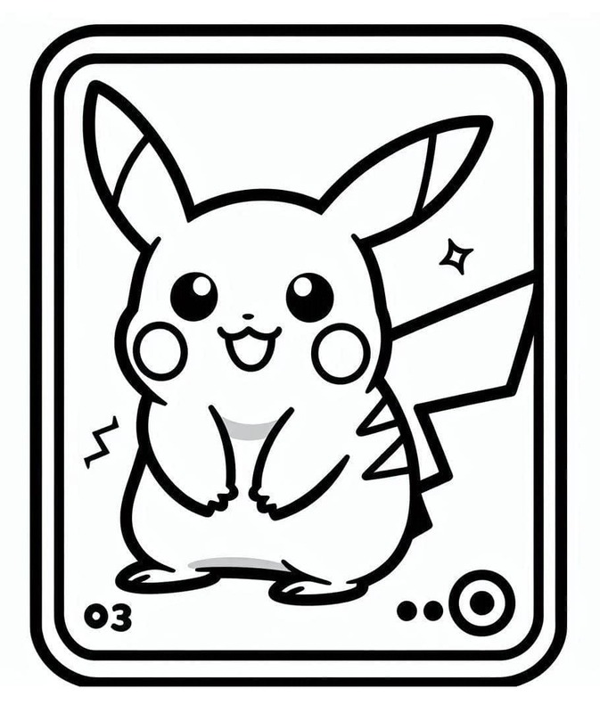 Fise de colorat cu Desenează Pikachu Carte Pokemon