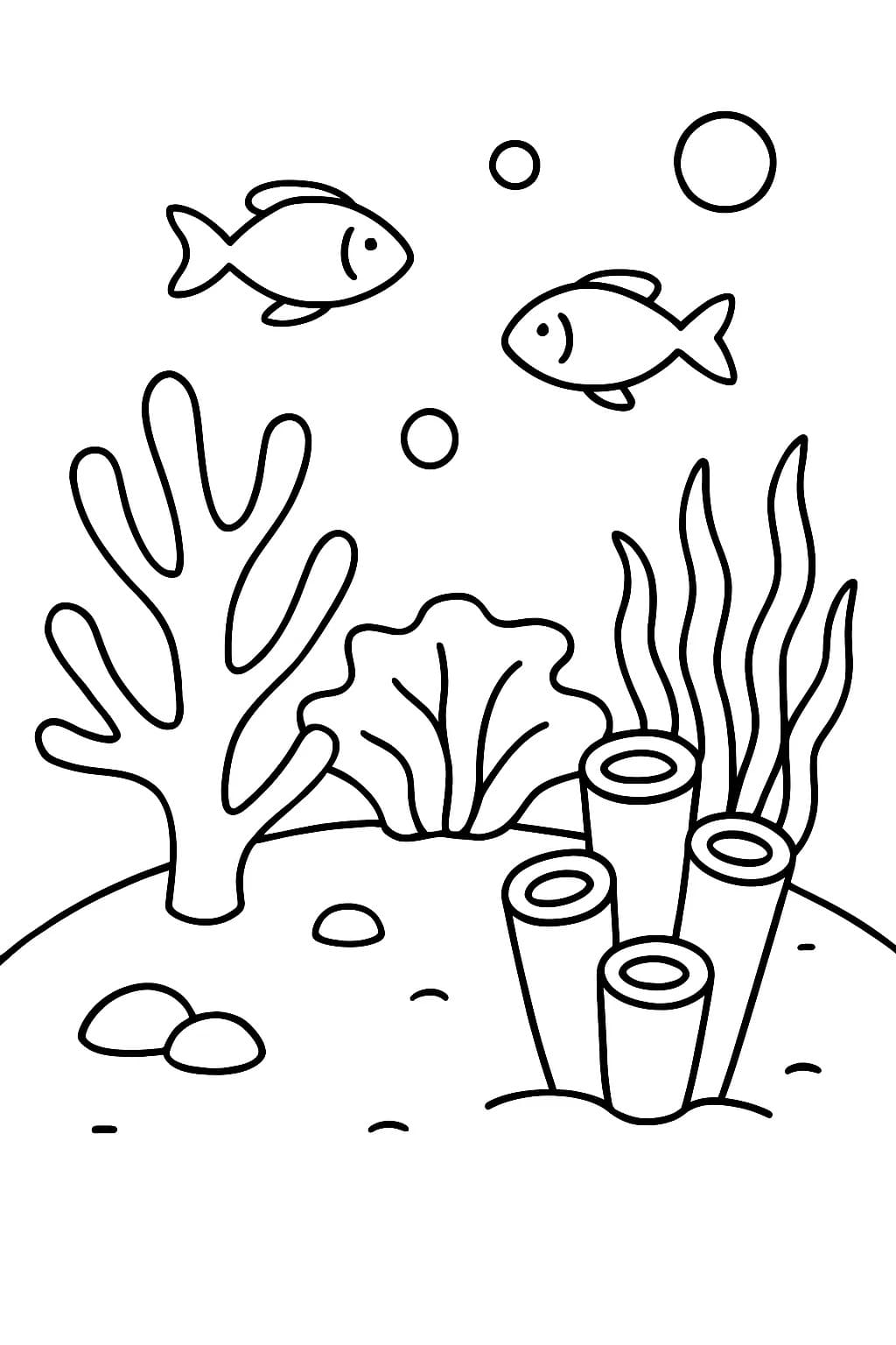 Fise de colorat cu Desenează Recif de corali imprimabil bazic