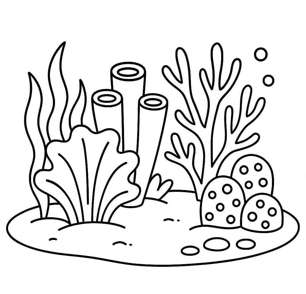 Fise de colorat cu Desenează Recif de corali pentru copii