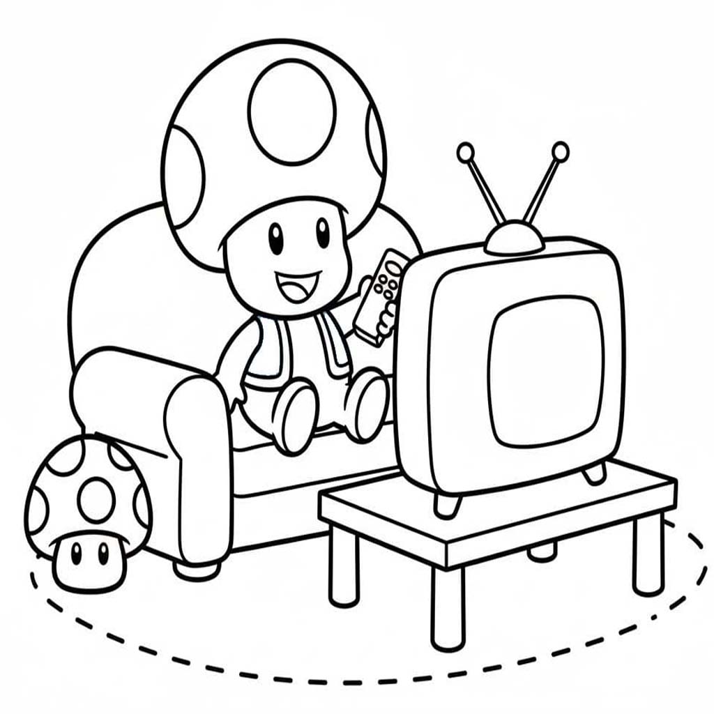 Fise de colorat cu Desenează Toad bazic