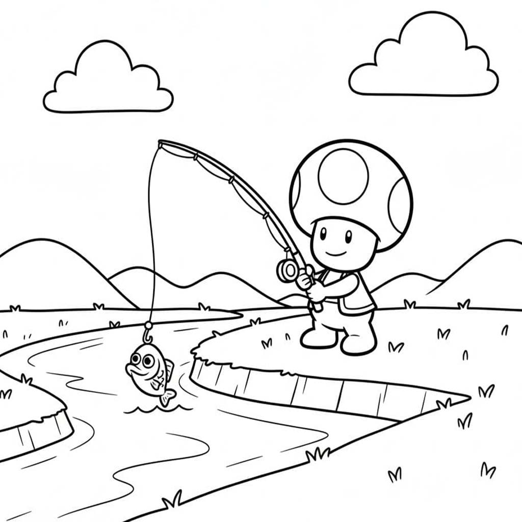 Fise de colorat cu Desenează Toad gratuit pentru copii