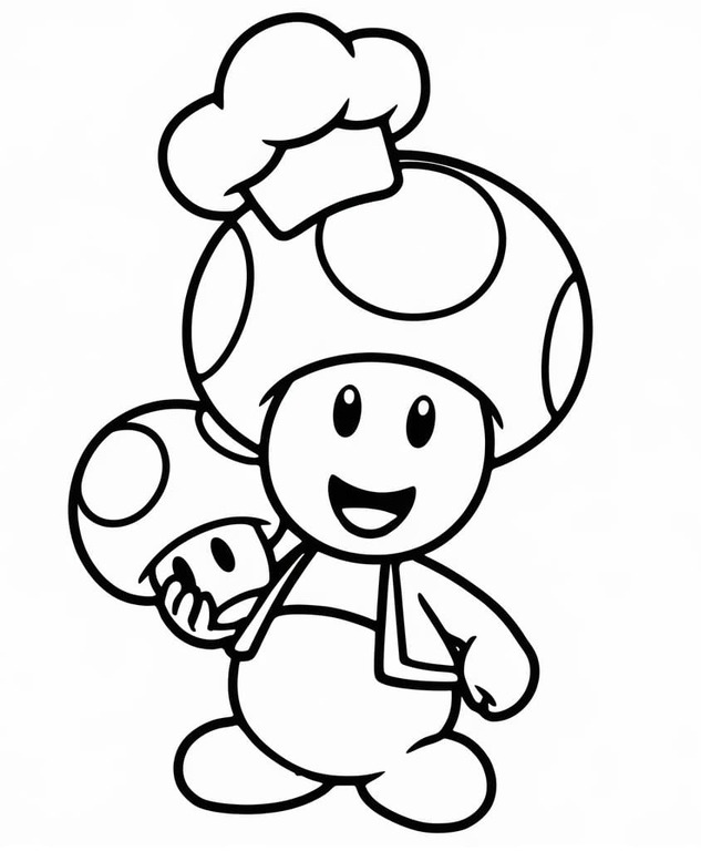 Fise de colorat cu Desenează Toad gratuit simplu