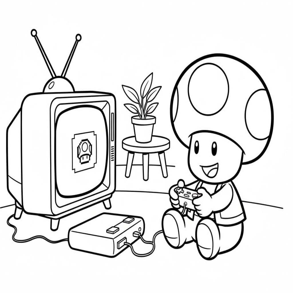 Fise de colorat cu Desenează Toad imprimabil gratuit bazic