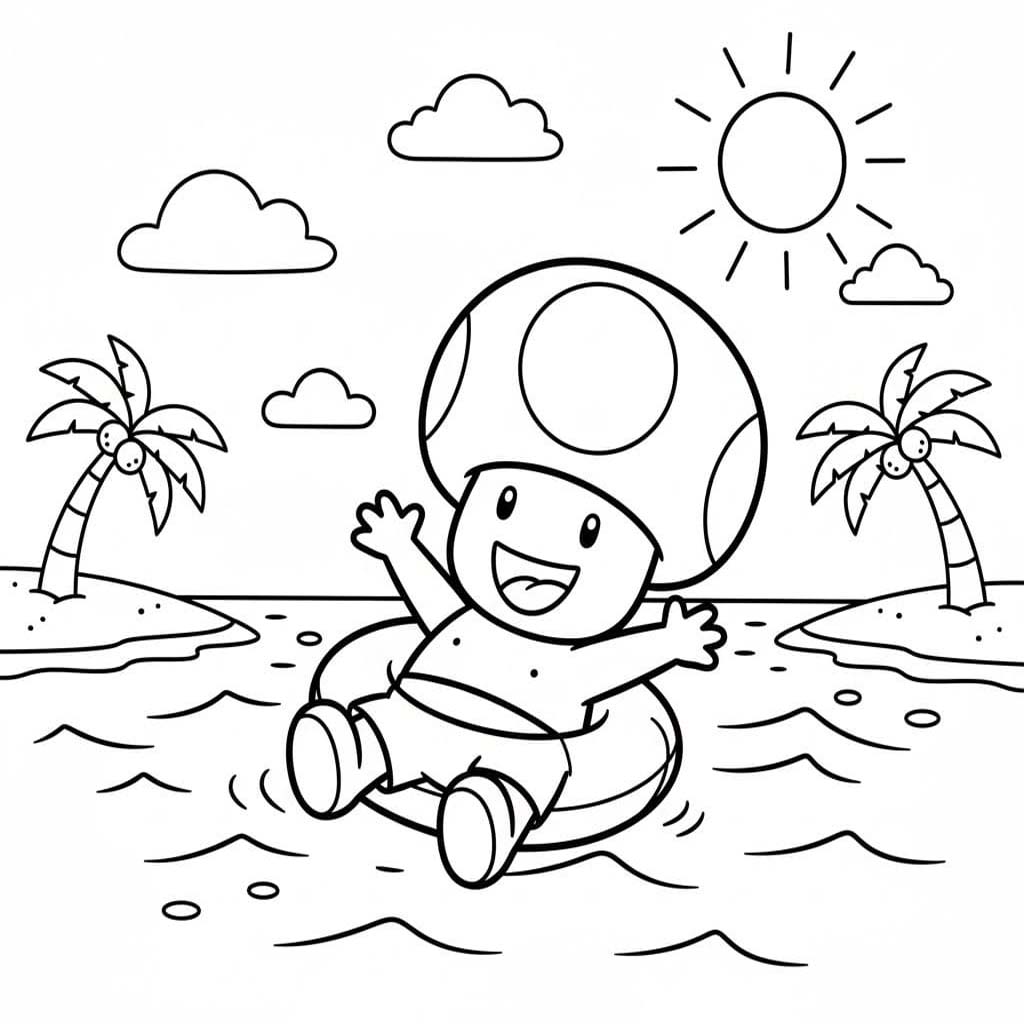 Fise de colorat cu Desenează Toad imprimabil pentru copii