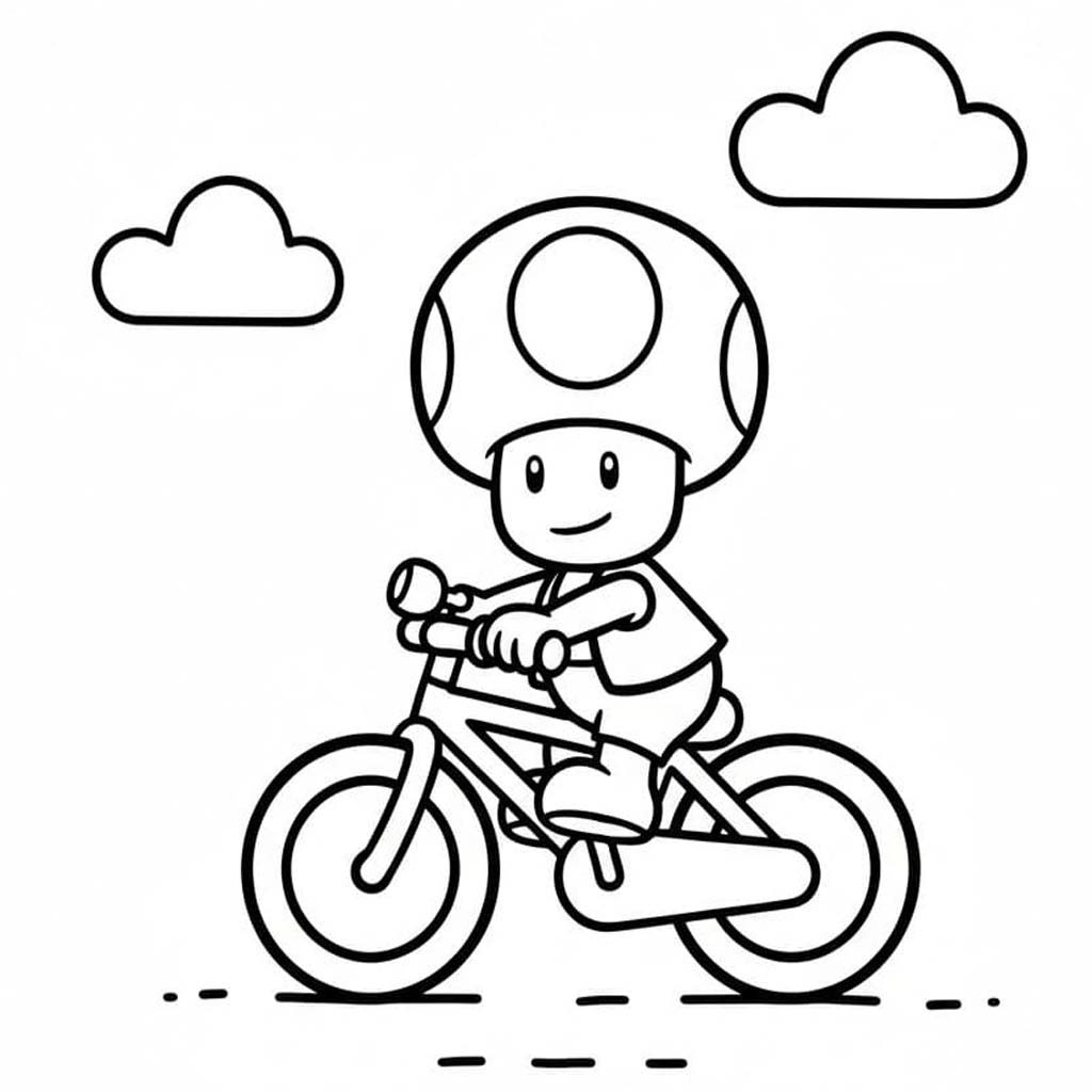 Fise de colorat cu Desenează Toad pentru copii