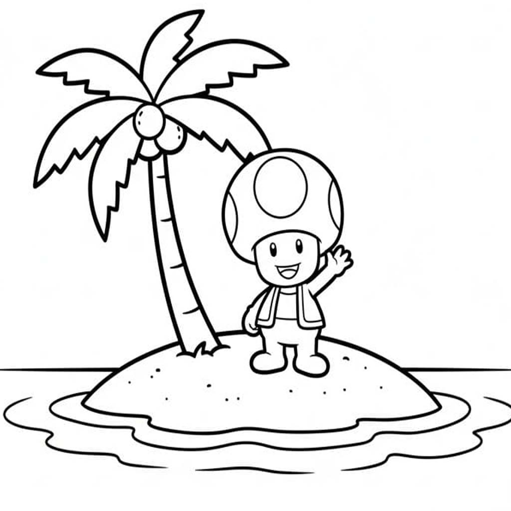 Fise de colorat cu Desenează Toad uşor