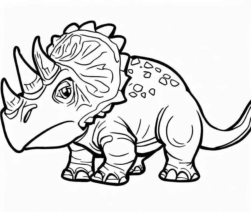 Fise de colorat cu Desenează Triceratops gratuit bazic