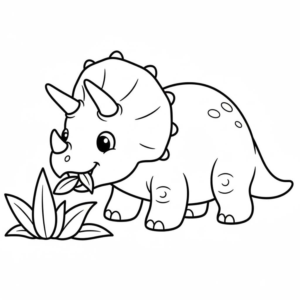 Fise de colorat cu Desenează Triceratops gratuit