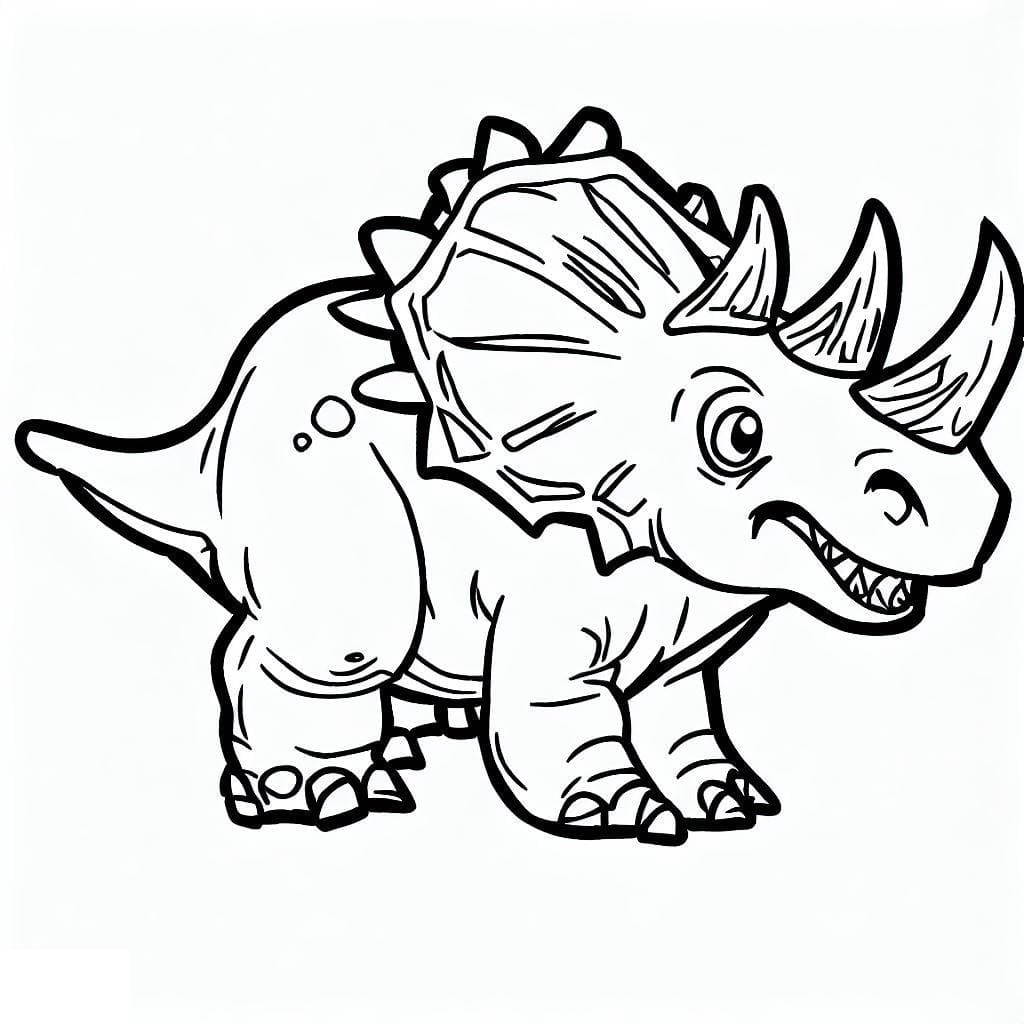 Fise de colorat cu Desenează Triceratops imprimabil uşor