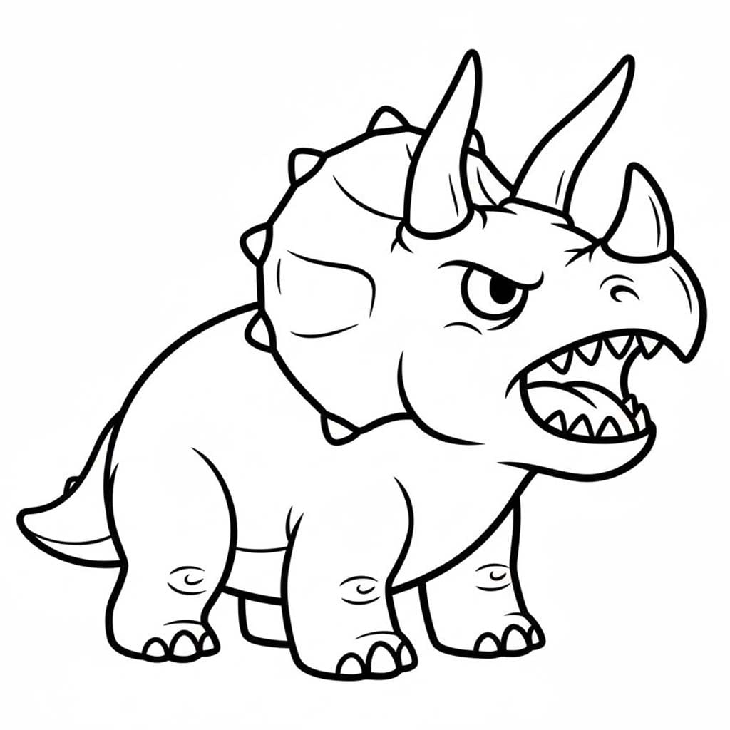 Fise de colorat cu Desenează Triceratops imprimabil