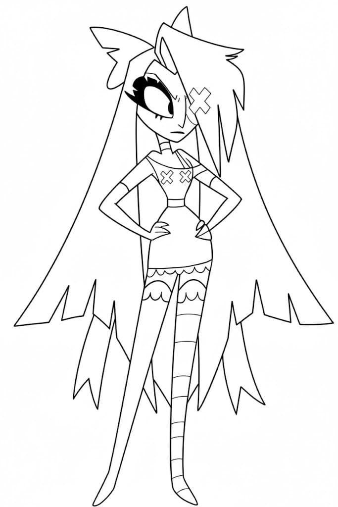 Fise de Colorat cu Hazbin Hotel gratuit simplu