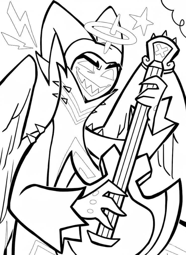 Fise de Colorat cu Hazbin Hotel imprimabil gratuit simplu