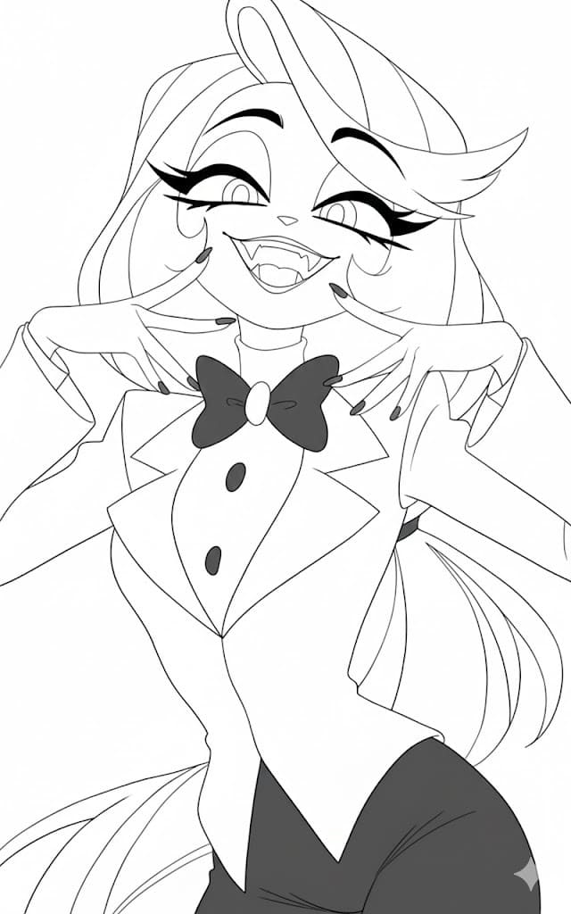 Fise de Colorat cu Hazbin Hotel imprimabil gratuit uşor