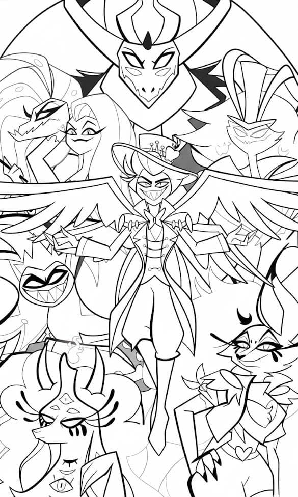 Fise de Colorat cu Hazbin Hotel pentru copii