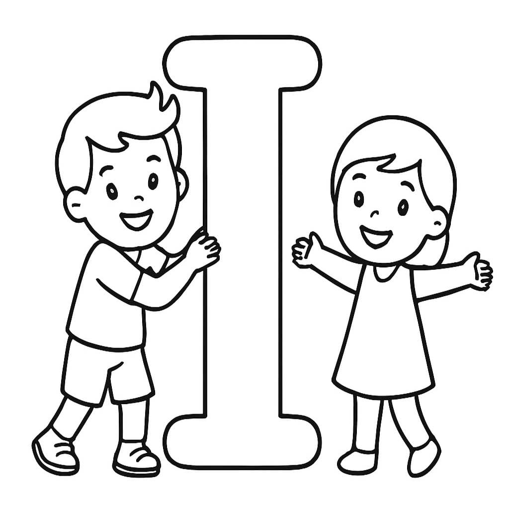 Fise de colorat cu Imagine Litera I gratuit