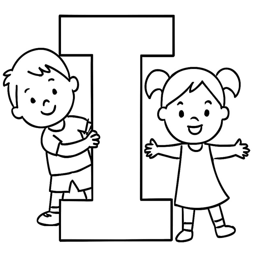 Fise de colorat cu Imagine Litera I