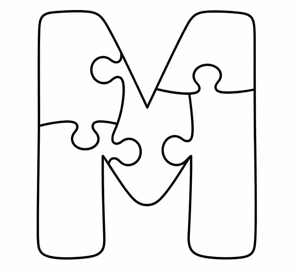 Fise de colorat cu Imagine Litera M bazic