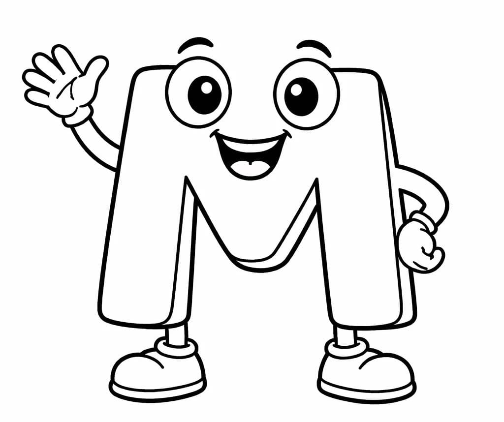 Fise de colorat cu Imagine Litera M gratuit