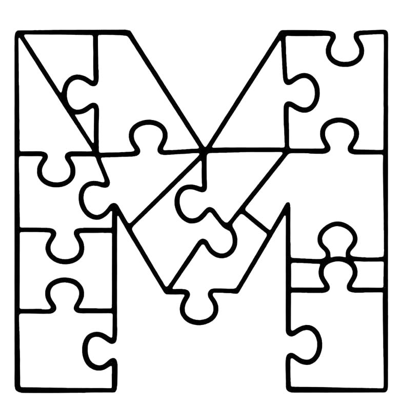 Fise de colorat cu Imagine Litera M simplu