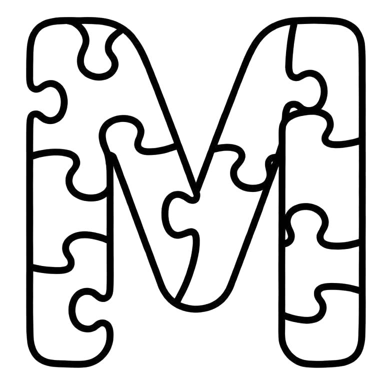 Fise de colorat cu Imagine Litera M uşor