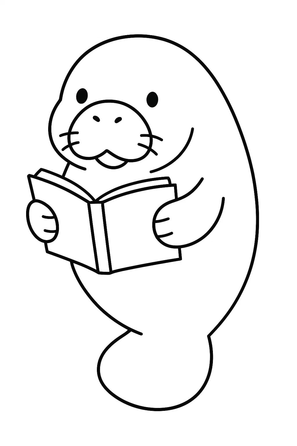 Fise de colorat cu Lamantin gratuit simplu