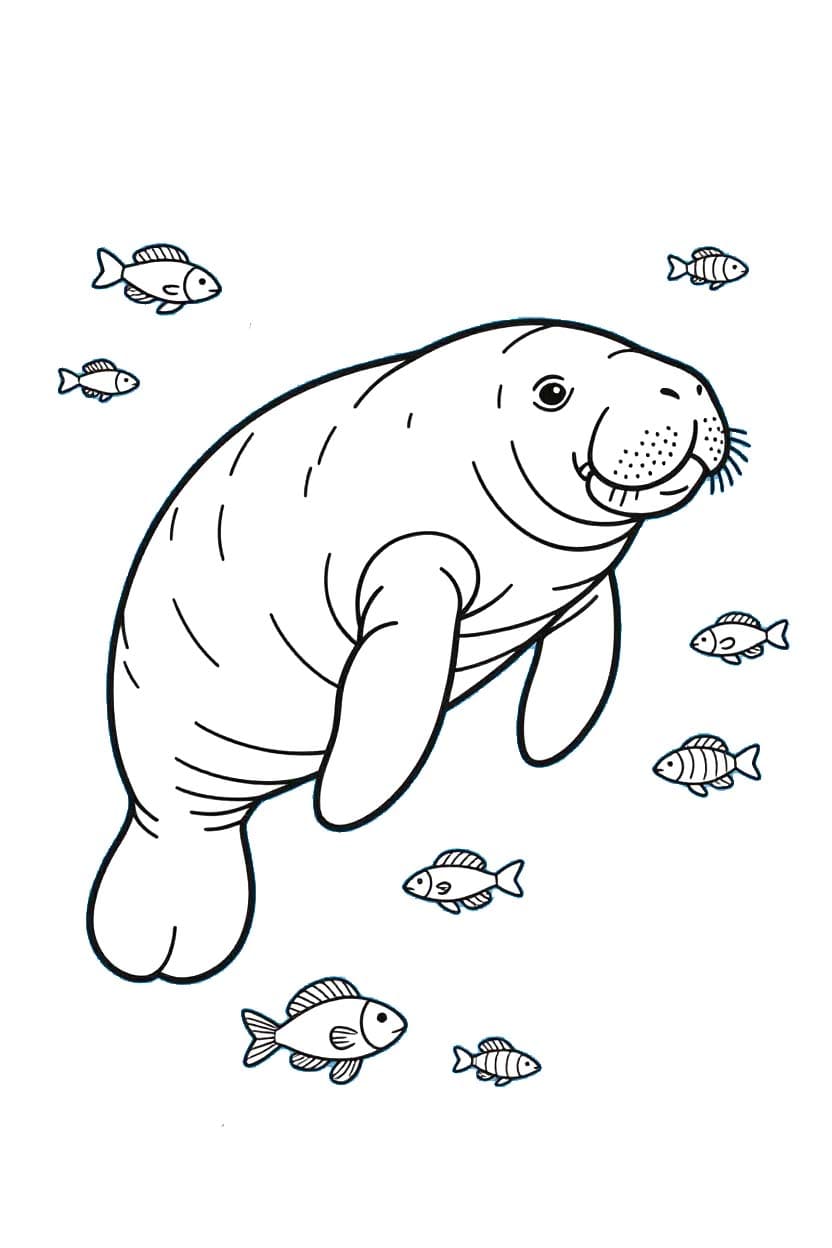 Fise de colorat cu Lamantin gratuit