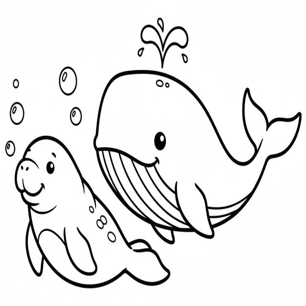 Fise de colorat cu Lamantin imprimabil gratuit bazic