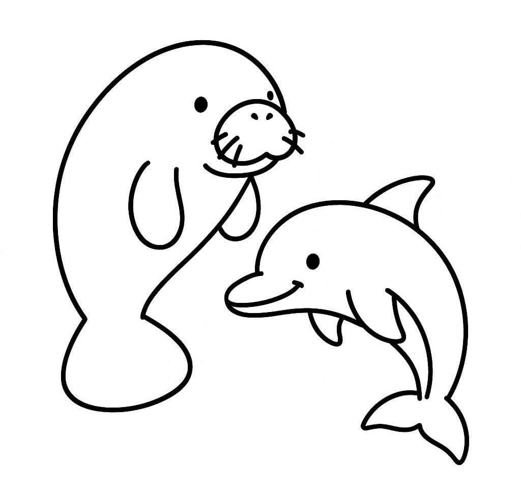 Fise de colorat cu Lamantin imprimabil gratuit pentru copii