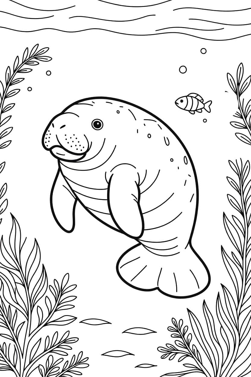 Fise de colorat cu Lamantin imprimabil pentru copii