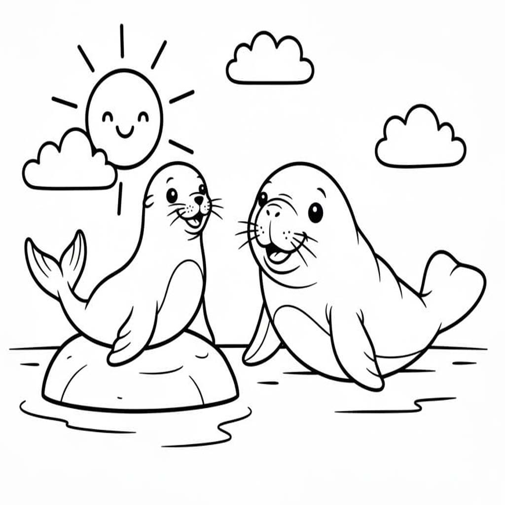 Fise de colorat cu Lamantin pentru copii