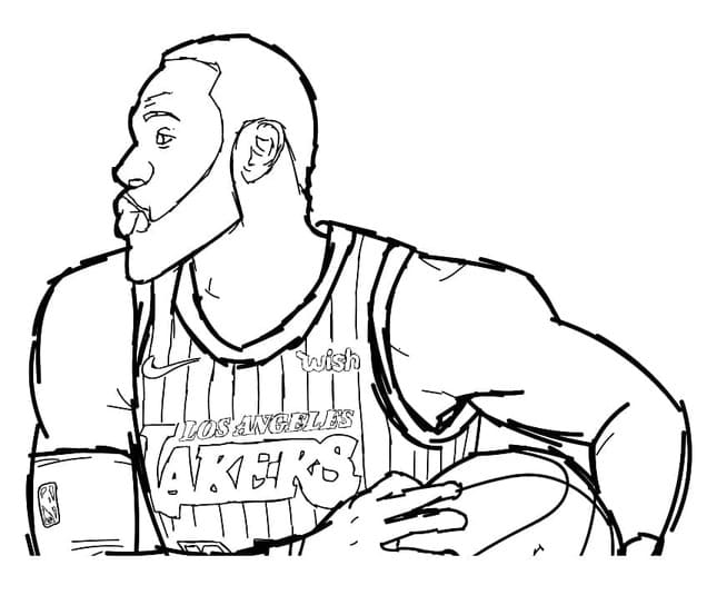 Fise de colorat cu Lebron James gratuit simplu