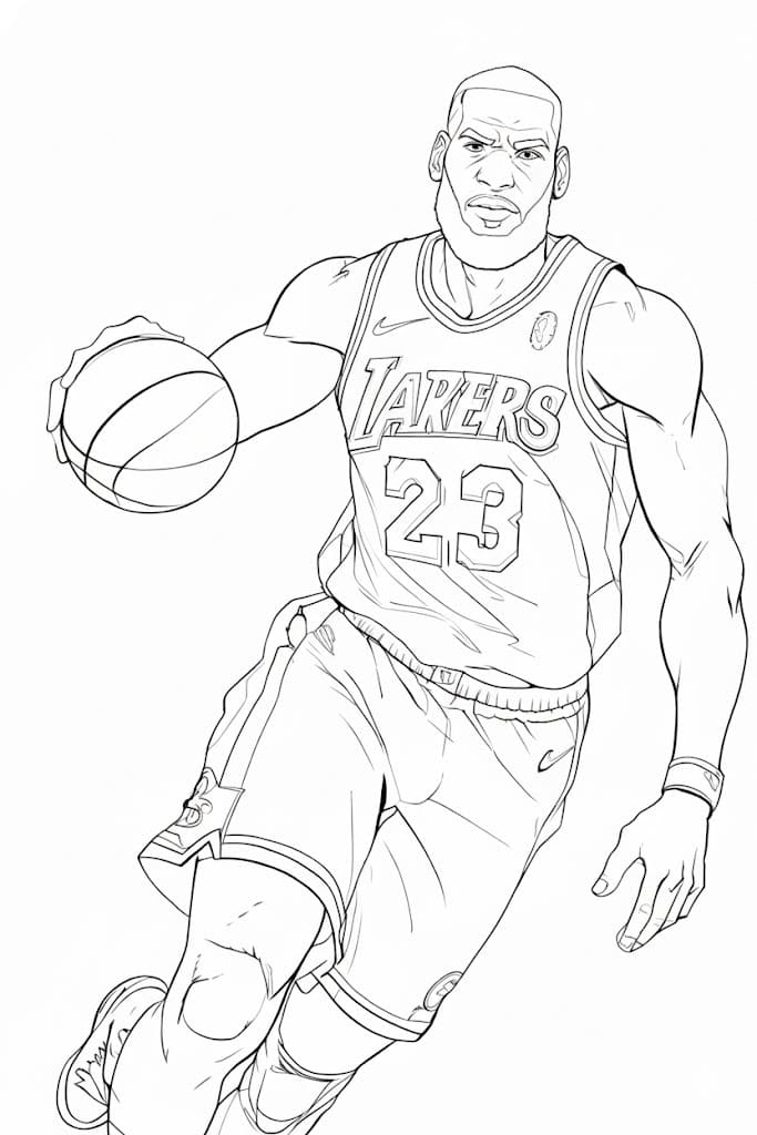 Fise de colorat cu Lebron James imprimabil gratuit simplu